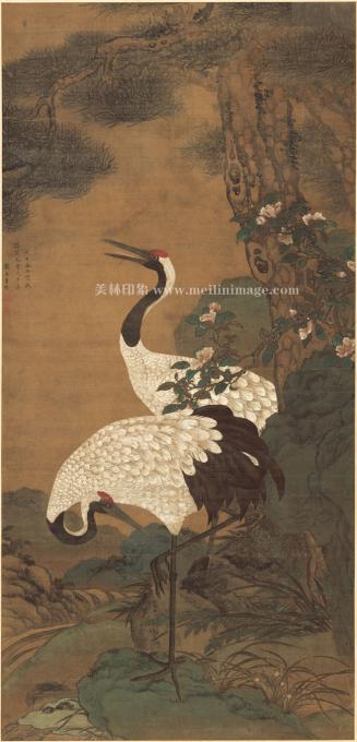 童垲-松鹤延年图-绢本97.2x201cm