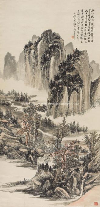 黄宾虹-秋意山水-48X100cm